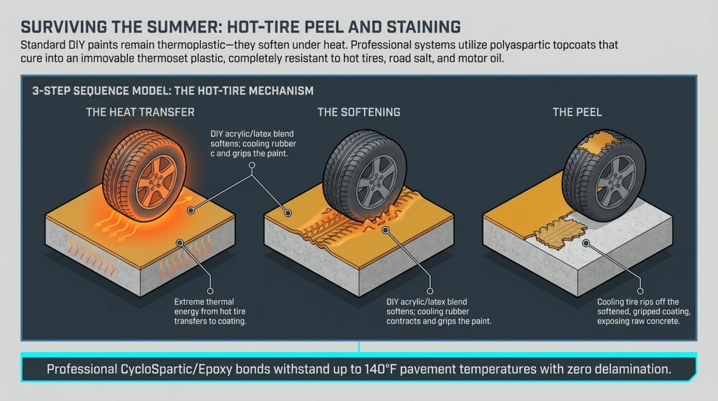 Surviving the Texas summer: hot-tire peel and staining
