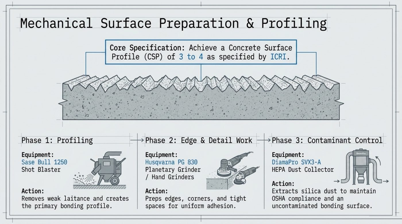 Mechanical surface preparation: profiling, edges and contaminant control
