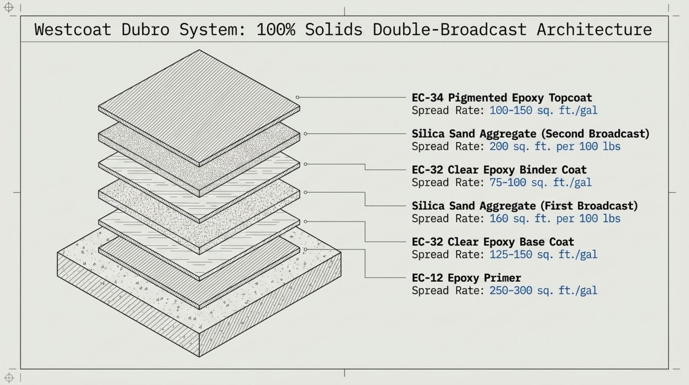 The layer build-up: spread rates for every coat and broadcast